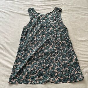 Pink and green floral pattern mini dress